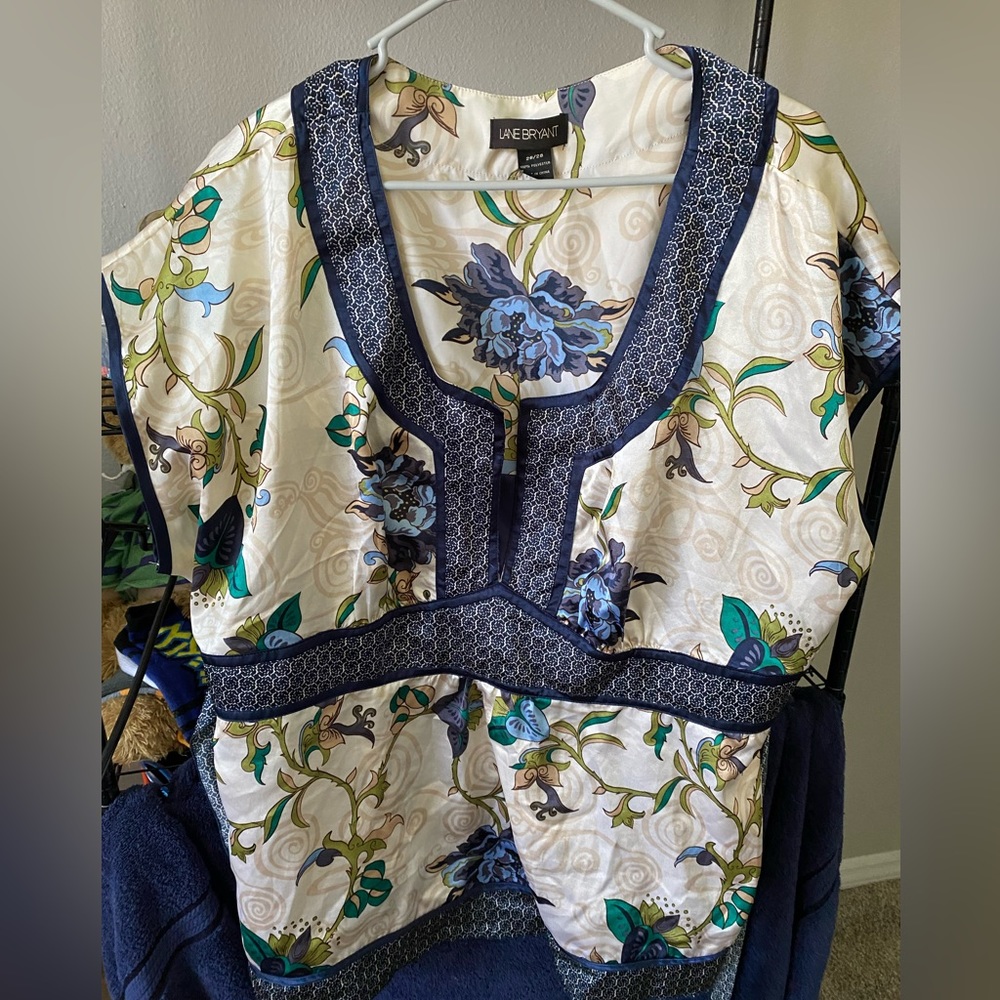 Blue satin blouse